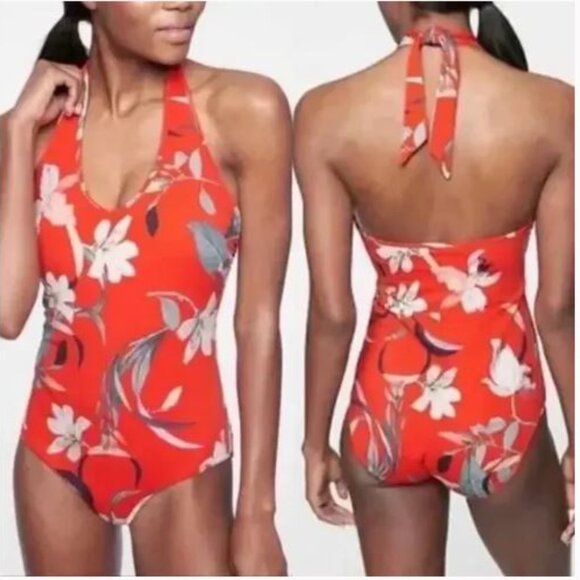 Athleta NWT Halter 1pc Floral Swimsuite Sz XS - Picture 1 of 8